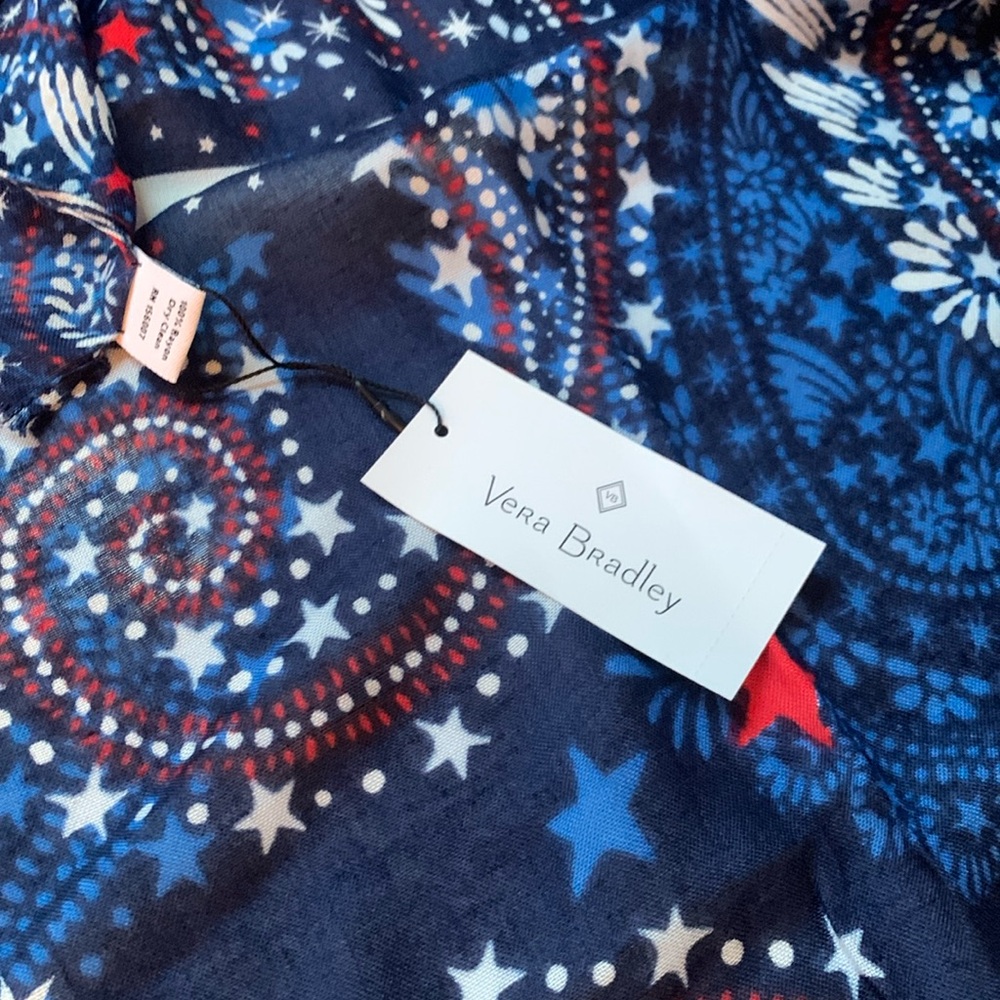 NWT Vera Bradley red, white and blue paisley design rayon scarf/shawl